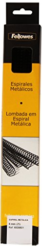 Fellowes Metallspiralen für Bindemaschine, 5:1, 59 Löcher, Schwarz, 25 Stück 6 mm schwarz von Fellowes