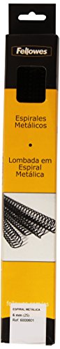Fellowes Metallspiralen für Bindemaschine, 5:1, 59 Löcher, Schwarz, 25 Stück 6 mm schwarz Fellowes Metallspiralen für Bindemaschine, 5:1, 59 Löcher, Schwarz, 25 Stück 6 mm schwarz von Fellowes
