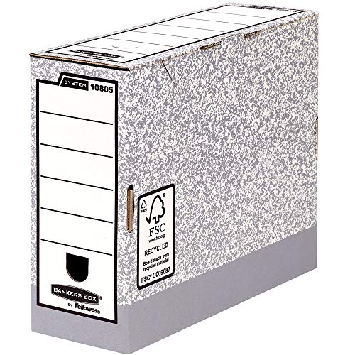 Fellowes R-Kive System Ablagebox Archivschachtel A4, 10 Stück 105mm, weiß/grau von BANKERS BOX