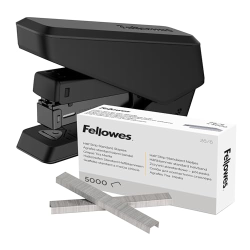 Fellowes Tacker LX840 Easy-Press Hefter mit Microban Technologie Heftgerät für 24/6mm und 26/6mm Hefklammern - schwarz - 1 Stück + Heftklammern 26/6 mm für Full-Strip/Vollstreifen-Heftgeräte von Fellowes