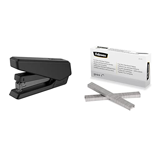 Fellowes Tacker LX850 Easy-Press Hefter mit Microban Technologie Heftgerät für 24/6mm und 26/6mm Hefklammern - schwarz - 1 Stück + Heftklammern 26/6 mm für Full-Strip/Vollstreifen-Heftgeräte von Fellowes