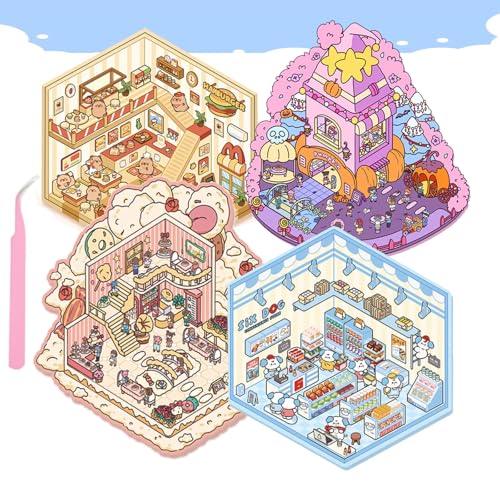 Felly 4 Sätze DIY 3D Hausaufkleber Set, 3D Sticker Scene, Kreativer Stressabbau Für Kinder, Erwachsene, Sticker Therapy, Kreative Szene Spaß Stacking Felly 4 Sätze DIY 3D Hausaufkleber Set, 3D Sticker Scene, Kreativer Stressabbau Für Kinder, Erwachsene, Sticker Therapy, Kreative Szene Spaß Stacking von Felly