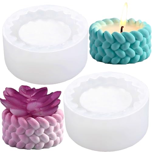 Feluxor Kerzenhalter Silikonform 3d Kerze Ngießformen DIY Gießform Kerzenhalter Teelichthalter Formen Silikon Gießformen für Teelichthalter, Beton Vase, Vorratsgefäß,Beton Gips DIY Kerzen von Feluxor