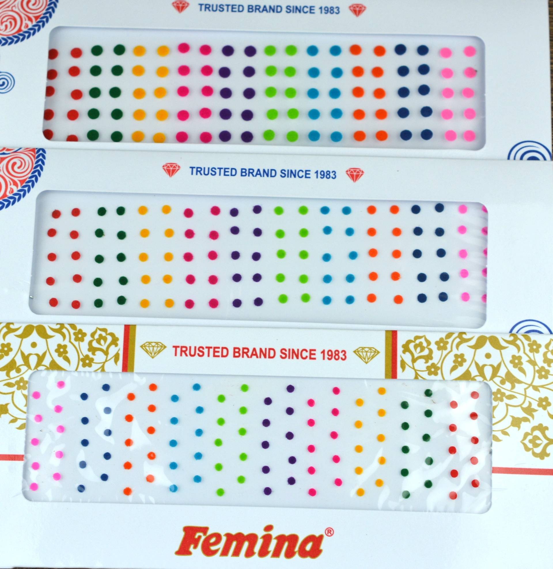 100 Stück Multi Color Runde Plain Bindis, Lässige Körper Aufkleber, Gesicht Bollywood Selbstklebende Weihnachtsgeschenk von FeminaDeals