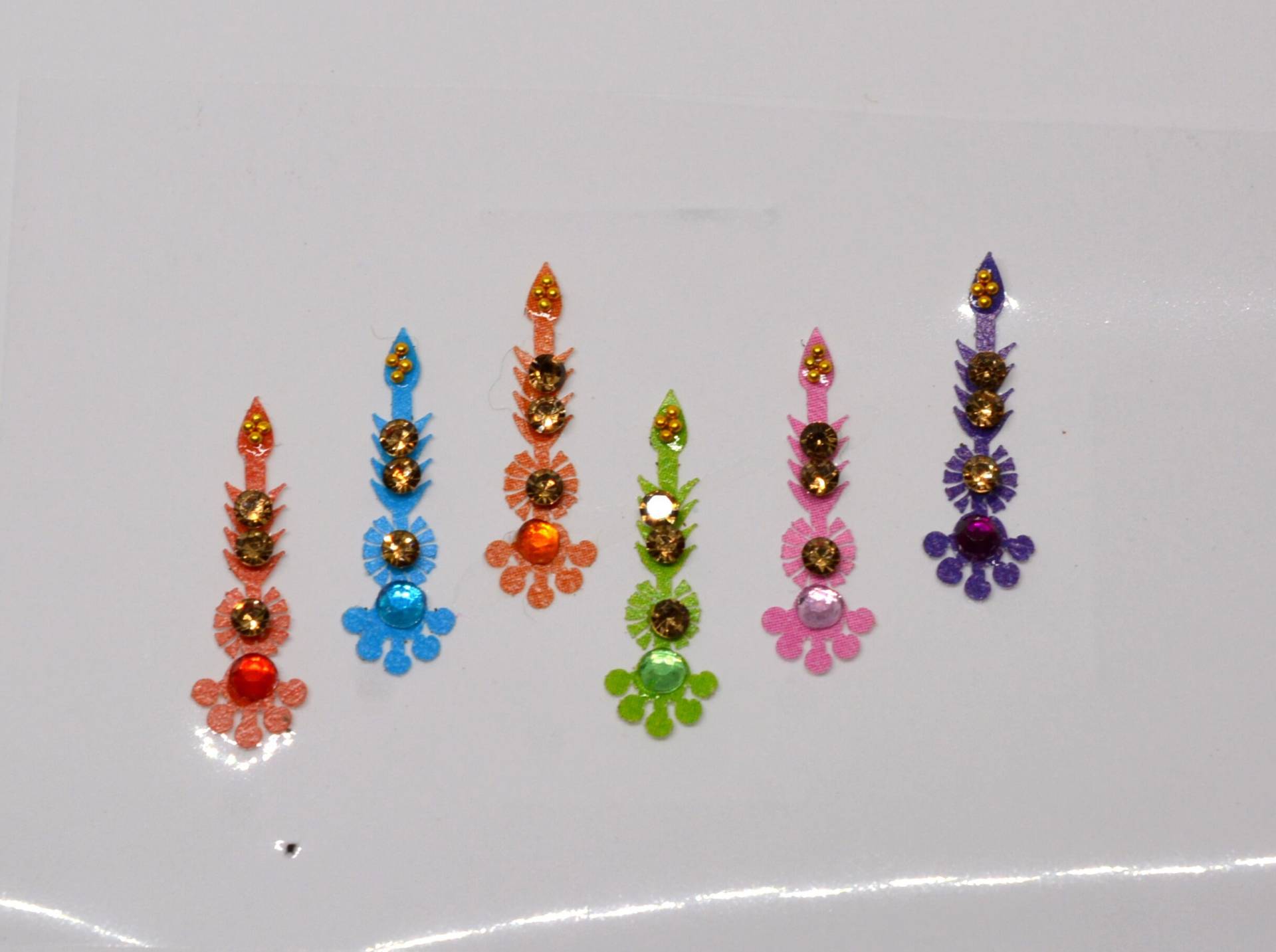 Mehrfarbige Lange Kristall Bindis, Einzigartige Ausgefallene Bollywood Selbstklebende Aufkleber, Weihnachtsgeschenk von FeminaDeals