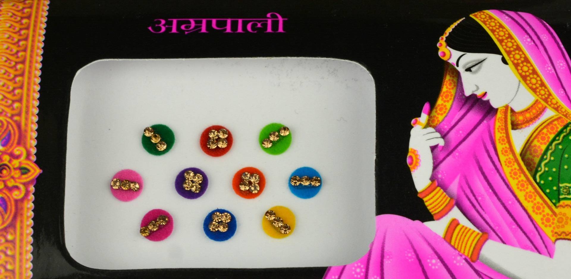 Mehrfarbige Runde Goldene Bindis, Art Deco Designer Gesicht Bollywood Selbstklebende Aufkleber, Weihnachtsgeschenk von FeminaDeals