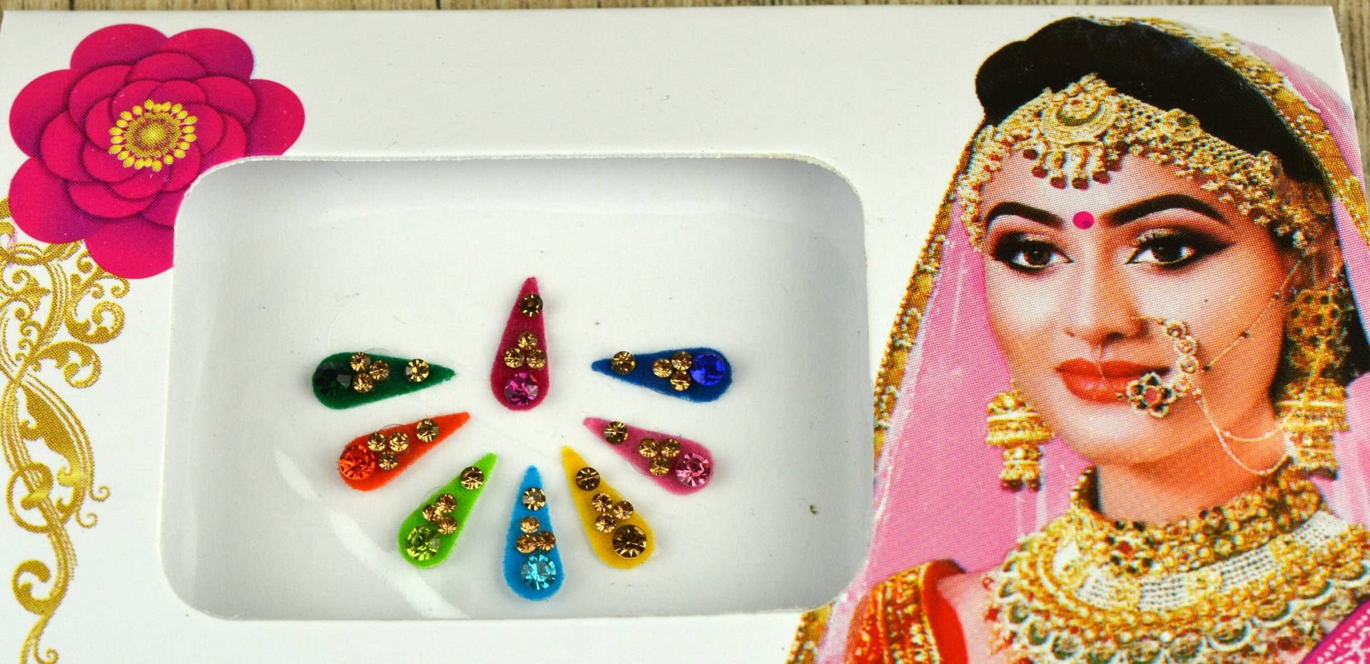 Multi Color Lange Teardrop Fancy Bindis, Makeup Braut Gesichts Bollywood Selbstklebende Aufkleber, Weihnachtsgeschenk von FeminaDeals