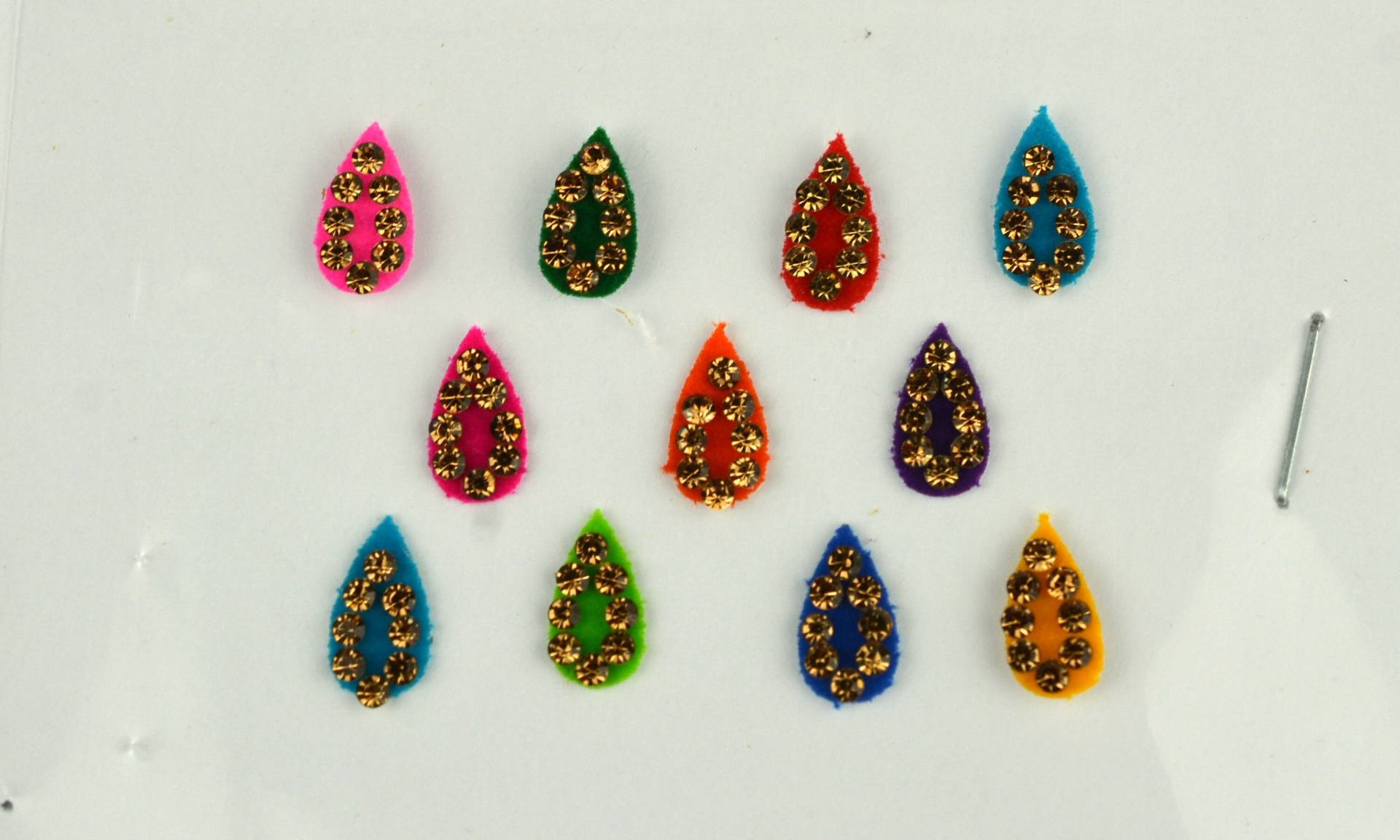 Multi Color Teardrop Golden Bindis, Hochzeit Braut Gesichts Bollywood Selbstklebende Aufkleber, Weihnachtsgeschenk von FeminaDeals