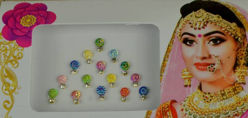 Multi Farbe Fancy Blumen Bindis, Hochzeit Schimmernde Bollywood Selbstklebende Aufkleber, Weihnachtsgeschenk von FeminaDeals