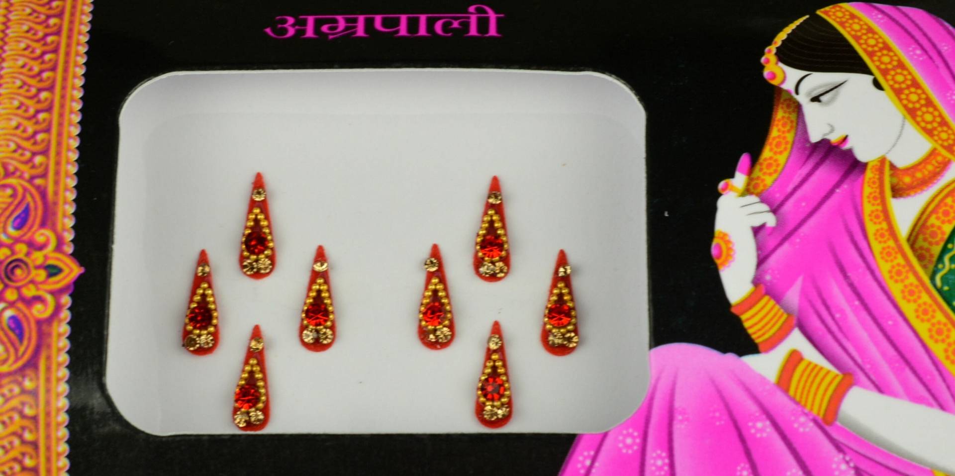 Rote Farbe Birnenform Kristall Bindis, Hochzeits Gesichts Bollywood Selbstklebende Aufkleber, Weihnachtsgeschenk von FeminaDeals