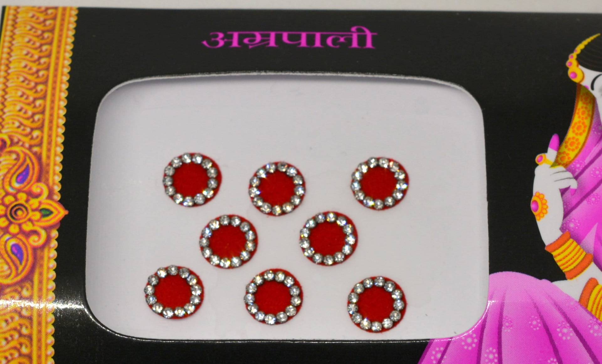 Rote Farbe Runde Diamant Bindis, Hochzeit Glitzernde Gesicht Bollywood Selbstklebende Aufkleber, Weihnachtsgeschenk von FeminaDeals