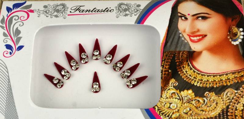 Rote Farbe Teardrop Diamant Bindis, Make-Up Kristall Gesicht Bollywood Selbstklebende Aufkleber, Weihnachtsgeschenk von FeminaDeals