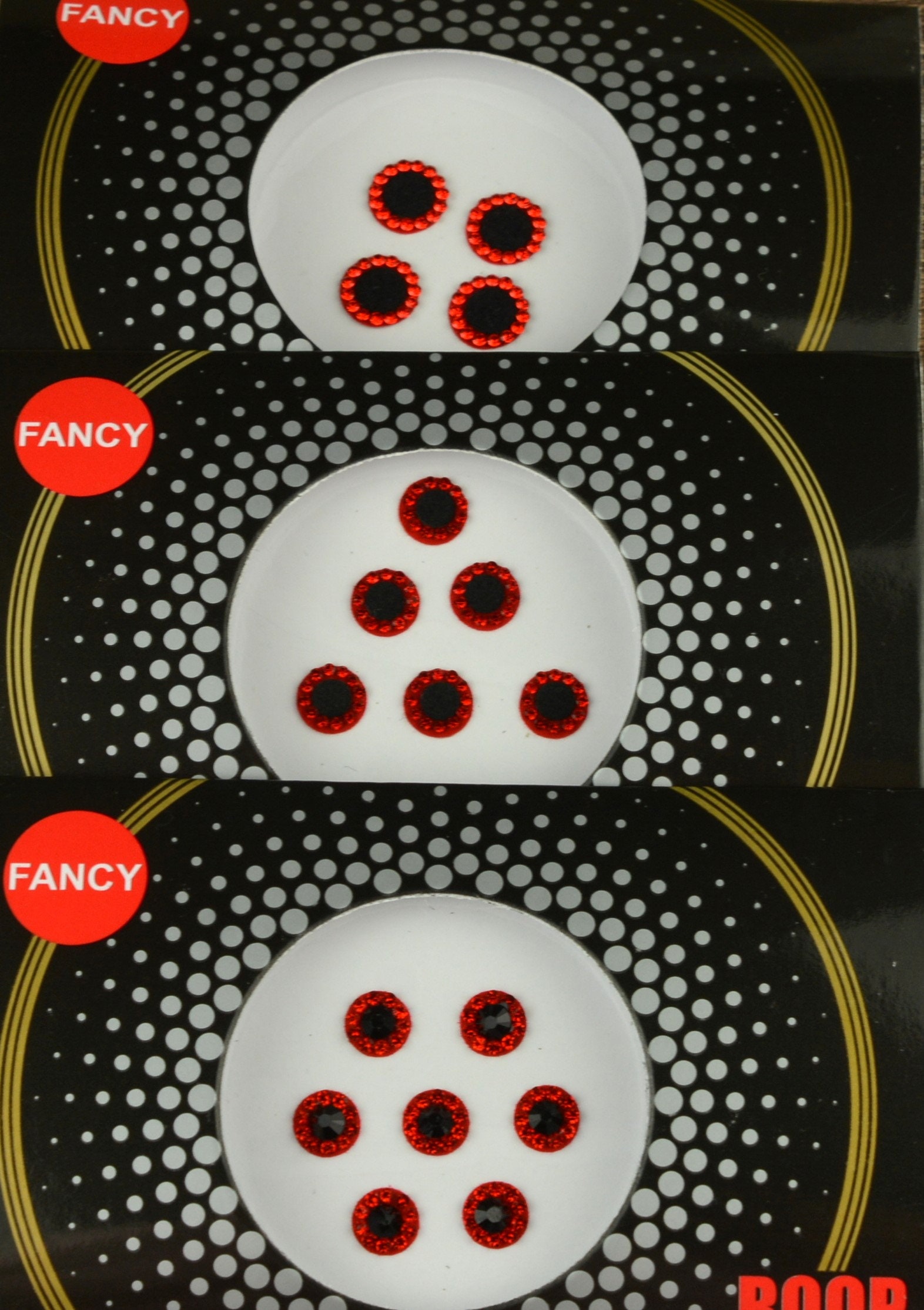 Schwarz & Rot Glitzernde Runde Fancy Bindis, Art Deco Face Bollywood Selbstklebende Aufkleber, Weihnachtsgeschenk Schwarz & Rot Glitzernde Runde Fancy Bindis, Art Deco Face Bollywood Selbstklebende Aufkleber, Weihnachtsgeschenk von FeminaDeals