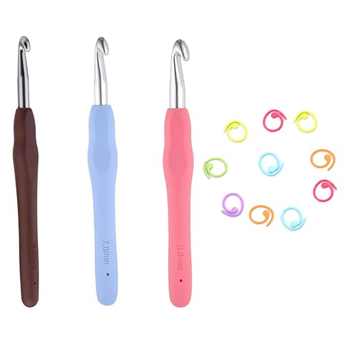 Femnow 13 Stück Häkelnadel Set, Häkelnadeln 6 mm 7mm 8mm, Kleine Häkelnadeln Ergonomisch Griff Häkelnadeln für Häkelgarn, Häkelset für Anfänger, Dreadlocks Häkelnadel Werkzeug Set Femnow 13 Stück Häkelnadel Set, Häkelnadeln 6 mm 7mm 8mm, Kleine Häkelnadeln Ergonomisch Griff Häkelnadeln für Häkelgarn, Häkelset für Anfänger, Dreadlocks Häkelnadel Werkzeug Set von Femnow