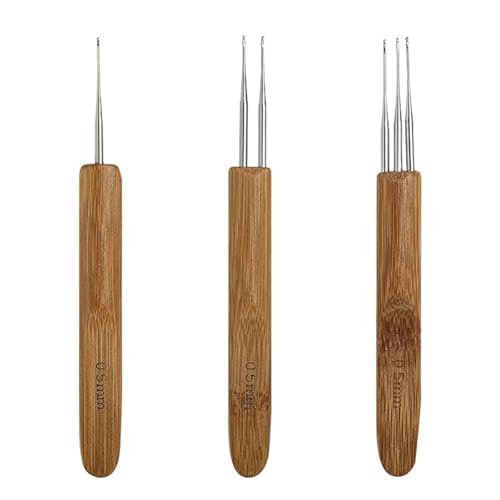 Femnow 3 Stück 0,5 mm Dreadlocks Häkelnadel Nadel, Dreadlocks Maschine, Knüpfnadel, Dreadlocks Zubehör, Dreadlock Haken für Haare, Dreads zum Einflechten, für Dreadlocks, Zöpfe, Perücken und mehr von Femnow