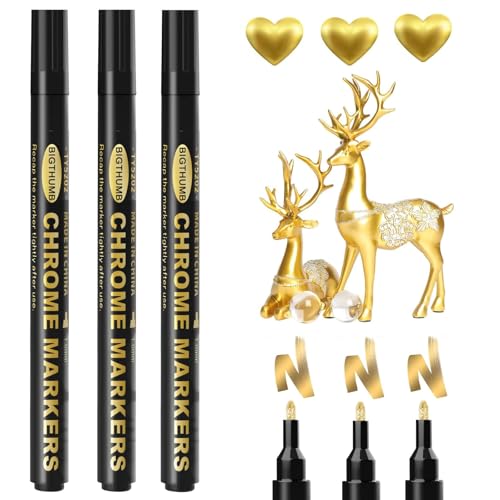 Femnow 3 Stück Lackstift, Lackstift Gold Metallic Wasserfest, Chrom Lack Marker 1mm, Lackstifte Chrom, Goldstift Metallic Marker Stifte für Auto, Modellmetall, Kunststoff, Glas Femnow 3 Stück Lackstift, Lackstift Gold Metallic Wasserfest, Chrom Lack Marker 1mm, Lackstifte Chrom, Goldstift Metallic Marker Stifte für Auto, Modellmetall, Kunststoff, Glas von Femnow