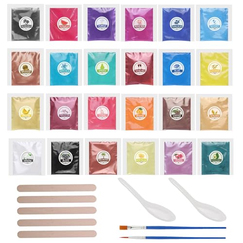Femnow Epoxidharz Farbe Mica Pulver Set, 24 Farben x 5 g Hochkonzentrierte Farbpigmente für Gießpulver, Epoxidharz, Pigmentpulver Gießpulver, Perlglanz Pigmente für Schmuck, Seifen, Kerzen, Badebomben Femnow Epoxidharz Farbe Mica Pulver Set, 24 Farben x 5 g Hochkonzentrierte Farbpigmente für Gießpulver, Epoxidharz, Pigmentpulver Gießpulver, Perlglanz Pigmente für Schmuck, Seifen, Kerzen, Badebomben von Femnow