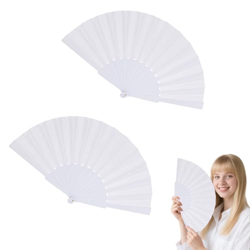 Femnow Fächer Klein Weiß Stabil, Fecher Damen Sommer, Fächer Hochzeit, Handfächer Stabil, Handtasche Weiß für Hochzeite Bevorzugung Aufführung Tanz Dekoration von Femnow