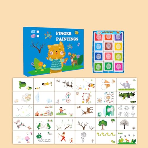 Femnow Fingerfarben Kinder Ungiftig ab 1 Jahr, 12 Farben Fingermalfarben für Kinder Ungiftig mit Malbuch, Fingerfarbe Baby, Sicherer Fingermalfarbe, 30 Seiten Fingerstempel Set Fingerfarben Femnow Fingerfarben Kinder Ungiftig ab 1 Jahr, 12 Farben Fingermalfarben für Kinder Ungiftig mit Malbuch, Fingerfarbe Baby, Sicherer Fingermalfarbe, 30 Seiten Fingerstempel Set Fingerfarben von Femnow