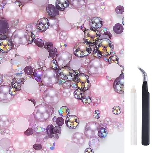 Femnow Glitzersteine zum Basteln, Perlen Selbstklebende Glitzersteine Selbstklebend Textilien Haare, Rhinestones, Nail Charms, Strasssteine für Textilien, Halbperlen Nagel Charms von Femnow