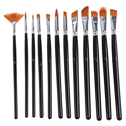 12-teiliges Pinsel-Set, Nylon-Haarbürsten für Öl-, Acryl-, Aquarell- und Gouache-Malerei, Künstlerpinsel-Zubehör-Set von FengQingHuaGG
