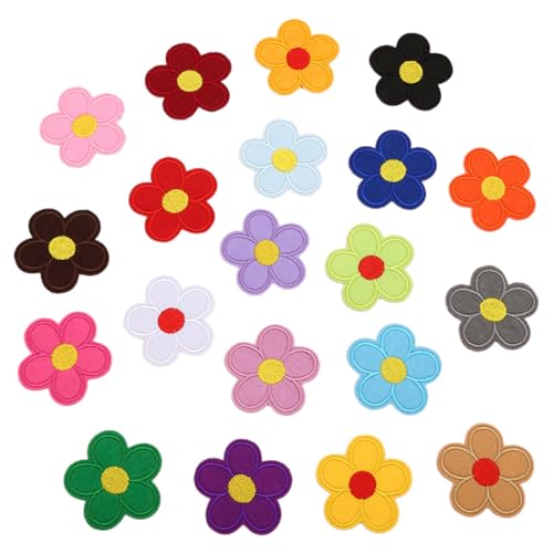 20 x Blumenform zum Aufbügeln, bunte Blume, bestickt, für Kleidung, Jacken, Jeans, Rucksack, Hüte, Dekorationen von FengQingHuaGG