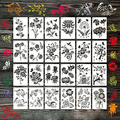 24-teiliges Malvorlagen-Set, wiederverwendbare Malschablonen, für Bastelarbeiten, Scrapbooking und Bastelzubehör von FengQingHuaGG