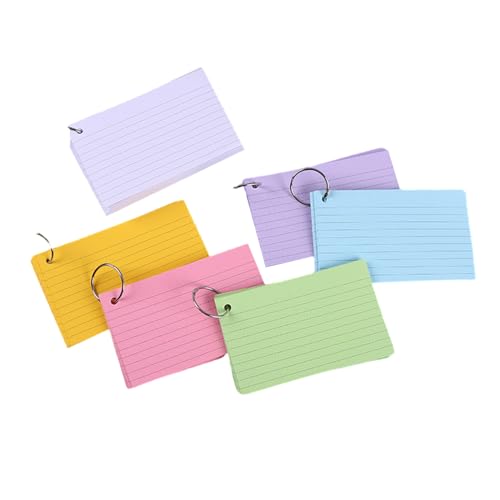300 farbige Karteikarten mit 6 Ringen, 7,6 x 12,7 cm, leere Karteikarten, sortierte farbige Queue-Karten, Lern-Notizkarten für Schule, Büro 300 farbige Karteikarten mit 6 Ringen, 7,6 x 12,7 cm, leere Karteikarten, sortierte farbige Queue-Karten, Lern-Notizkarten für Schule, Büro von FengQingHuaGG