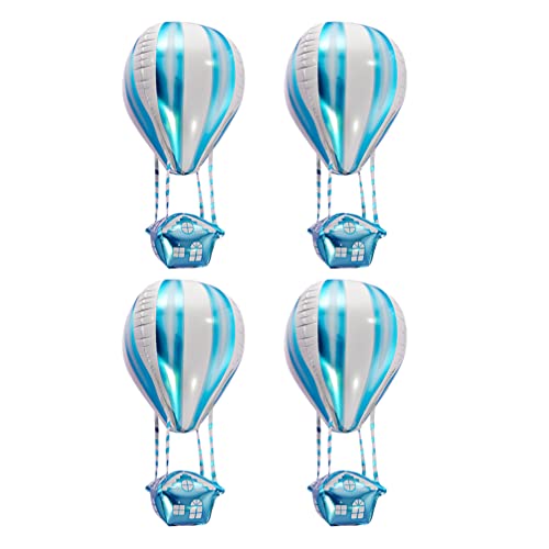 Folien-Heißluftballon, 4D-Heißluftballon-Dekorationen, für Geburtstagspartys, Partyzubehör, blau, 4 Stück Folien-Heißluftballon, 4D-Heißluftballon-Dekorationen, für Geburtstagspartys, Partyzubehör, blau, 4 Stück von FengQingHuaGG