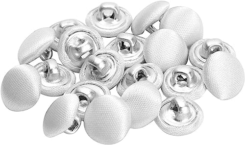 Knöpfe mit satinierter Metallschaft, 10 mm, Satin-Anzugknöpfe, für Smoking, Anzüge, Kleider, Blusen, Mäntel, Nähprojekte, 20 Stück (weiß) von FengQingHuaGG