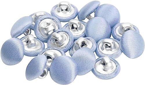 Metallknöpfe, satinüberzogen, 10 mm, Satin-Anzugknöpfe, für Smoking, Anzüge, Kleider, Blusen, Mäntel, Nähprojekte, 20 Stück (Himmelblau) von FengQingHuaGG