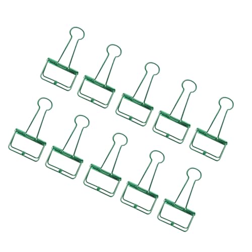 Papierklammern aus Metall, hohl, mehrfarbig, Foldback-Klemmen, große Ordner- und Büroklammern, für Büro, Schule, Grün, 19 mm, 10 Stück von FengQingHuaGG