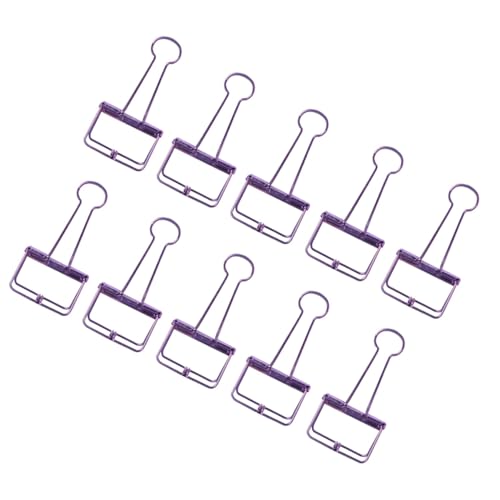 Papierklammern aus Metall, hohl, mehrfarbig, Foldback-Klemmen, große Ordner- und Büroklammern, für Büro, Schule, Zubehör, 10 Stück (lila, 19 mm) von FengQingHuaGG
