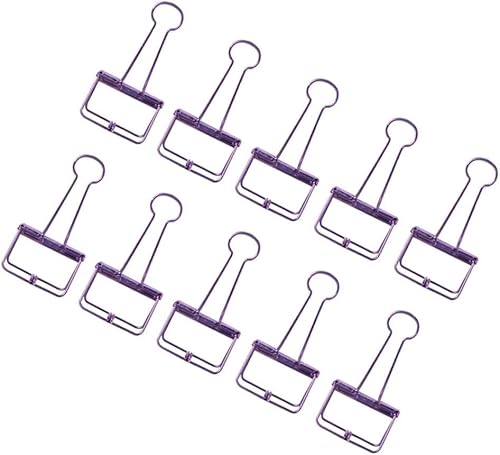 Papierklammern aus Metall, hohl, mehrfarbig, Foldback-Klemmen, große Ordner- und Büroklammern, für Büro, Schule, Zubehör, 10 Stück (lila, 32 mm) von FengQingHuaGG