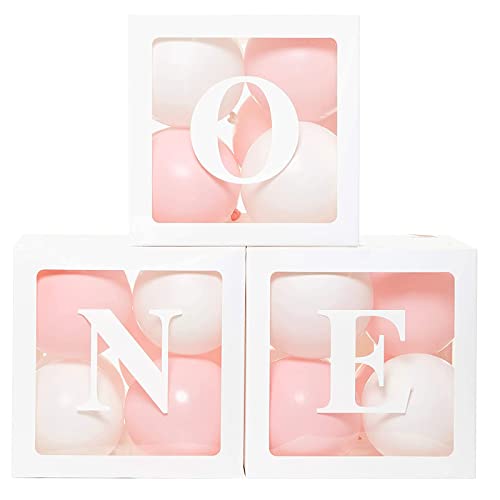 1. Geburtstag Ballon Boxen Dekorationen für Mädchen, 3Pcs One Ballon Box Transparent mit ONE Buchstaben, Erster Geburtstag Luftballons Boxen für Rosa Geburtstag Party Dekoration, Babyparty Hintergrund 1. Geburtstag Ballon Boxen Dekorationen für Mädchen, 3Pcs One Ballon Box Transparent mit ONE Buchstaben, Erster Geburtstag Luftballons Boxen für Rosa Geburtstag Party Dekoration, Babyparty Hintergrund von FengRise