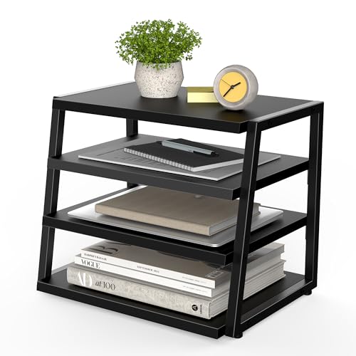 Fenge Schreibtisch Organizer 4 Etagen Holz Dokumentenhalter, A4-Papierablage, Aktenablage, Zeitschriftenhalter, Briefablage, Papier Magazin Organisator für Büro und Zuhause, Schwarz von Fenge