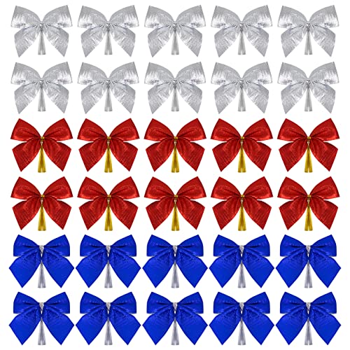 Fengek Weihnachtsschleifen, 6,4 cm, Mini-Band, Ornamente für Weihnachtsdekoration, Geschenkpapier, mehrfarbig, 90 Stück von Fengek