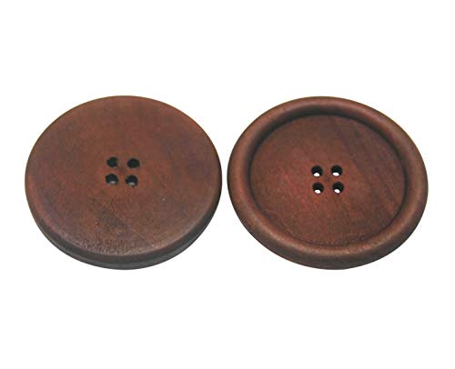 Fenggtonqii Holzknöpfe, groß, tiefbraun, rund, 45 mm Durchmesser, mit 4 Löchern, zum Basteln, Nähen, Basteln, 10 Stück von Fenggtonqii