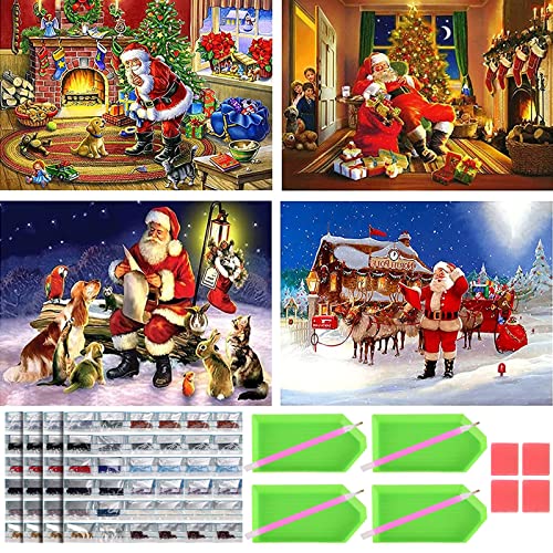 5D Diamond Painting Weihnachten Bilder,4 Stück 5D Diamant Painting Bilder Erwachsene Kinder,DIY Diamond Painting Weihnachten Diamant Malerei Set mit Diamond Painting Zubehör,30x40cm für Wanddekoration 5D Diamond Painting Weihnachten Bilder,4 Stück 5D Diamant Painting Bilder Erwachsene Kinder,DIY Diamond Painting Weihnachten Diamant Malerei Set mit Diamond Painting Zubehör,30x40cm für Wanddekoration von Fengguock