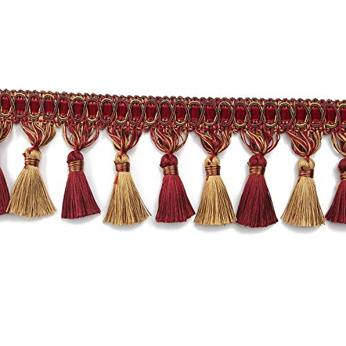 Fenghuangwu 6,5 Yard Handgefertigte Quaste Fransenbesatz 9,9 cm Durchmesser Quaste Fransen Besätze Handstricken für DIY Vorhang Tischdecke Heimdekoration (Rot) von Fenghuangwu