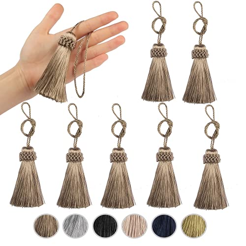 Fenghuangwu Set mit 8 eleganten Polyester Quaste bunte Handwerk Quasten Charms Schlüssel Quaste DIY Zubehör (Flachs) von Fenghuangwu