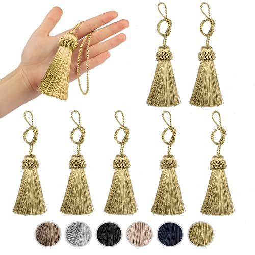 Fenghuangwu Set mit 8 eleganten Polyester-Quasten, bunte Bastelquasten, Charms, Schlüsselquaste, DIY-Zubehör (Gold) von Fenghuangwu