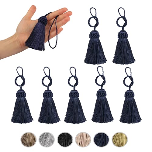 Fenghuangwu Set mit 8 eleganten Polyester-Quasten, bunte Bastelquasten, Charms, Schlüsselquaste, DIY-Zubehör (Marineblau) von Fenghuangwu