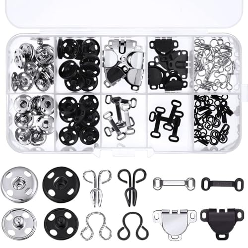 Fenglin-joy 100 Stück Haken Verschluss,50 Paar Druckknöpfe Hosenhaken BH-Haken Nähen Haken für Rock, BH, Hose, Kleid, Nähen, Basteln Fenglin-joy 100 Stück Haken Verschluss,50 Paar Druckknöpfe Hosenhaken BH-Haken Nähen Haken für Rock, BH, Hose, Kleid, Nähen, Basteln von Fenglin-joy