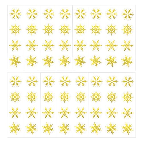 Schneeflocke Aufkleber,12 Blatt Weihnachten Aufkleber Glitzer Schneeflocken Fensterdeko Weihnachten Wasserdichte Selbstklebend Aufkleber für Geschenk Dekoration(Gold) Weihnachtsdekor von Fenglin-joy