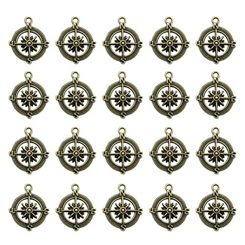 Fenical 20 stücke Niedlichen Charme Kompass Form DIY Handgemachte Accessoires Halskette Anhänger Schmuck Machen Lieferungen für Party Favors Dekorationen (Bronze) von Fenical