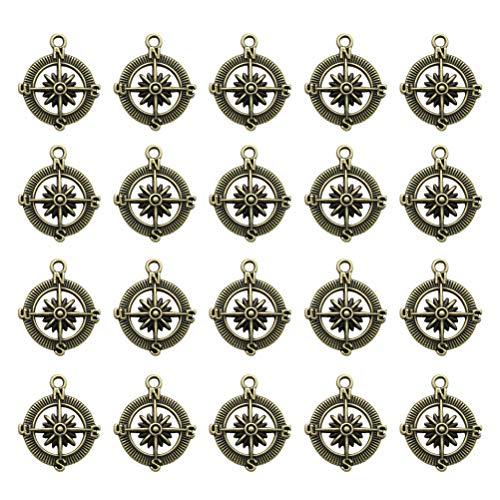 Fenical 20 stücke Niedlichen Charme Kompass Form DIY Handgemachte Accessoires Halskette Anhänger Schmuck Machen Lieferungen für Party Favors Dekorationen (Bronze) von Fenical