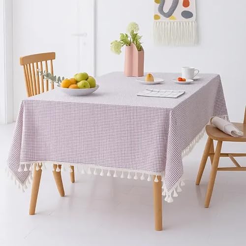 Fennco Styles Gewebte Baumwoll-Tischdecke mit Gingham-Quasten, 101,6 x 142,2 cm (B x L), rechteckig, für den täglichen Gebrauch, Zuhause, Esstischdekoration, Bankette, Bauernhaus, besondere Anlässe von Fennco Styles