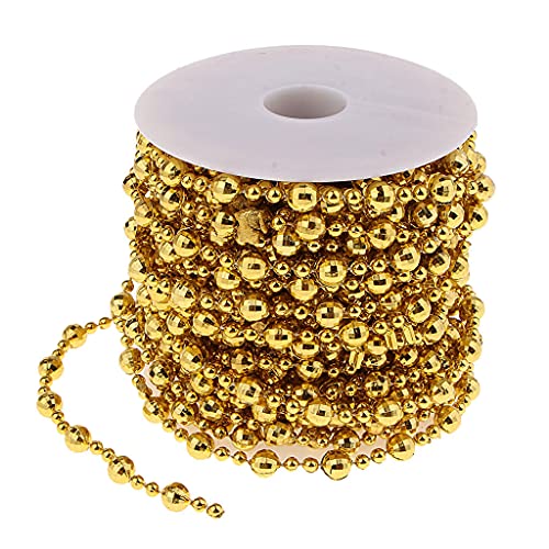 Fenteer 15m Gold Perlenband Perle Halskette Perlengirlande Perlenschnur Bänder Schnur Perlen Verzierung Weihnachten Deko von Fenteer