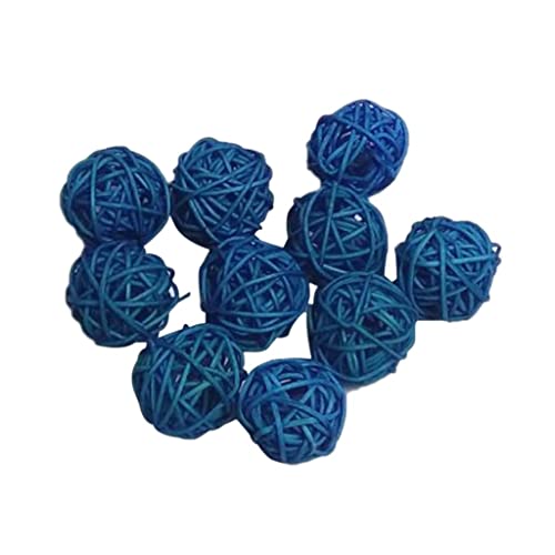 Fenteer 10 Stücke 3 cm Rattankugeln Rattanball DIY Basteln Hänge Rattan Dekokugeln, Blau, 3 cm von Fenteer